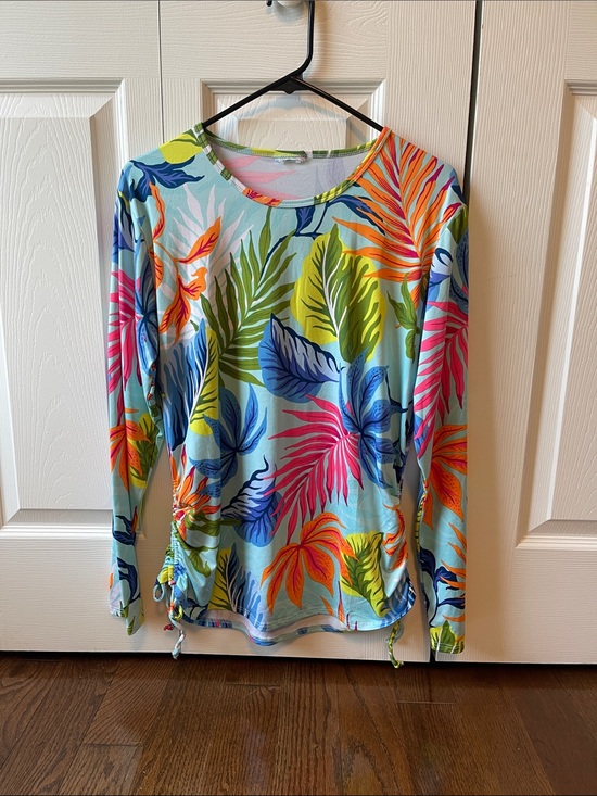 Other - Long-Sleeve Tropical Leaf Swim Tee - Multi